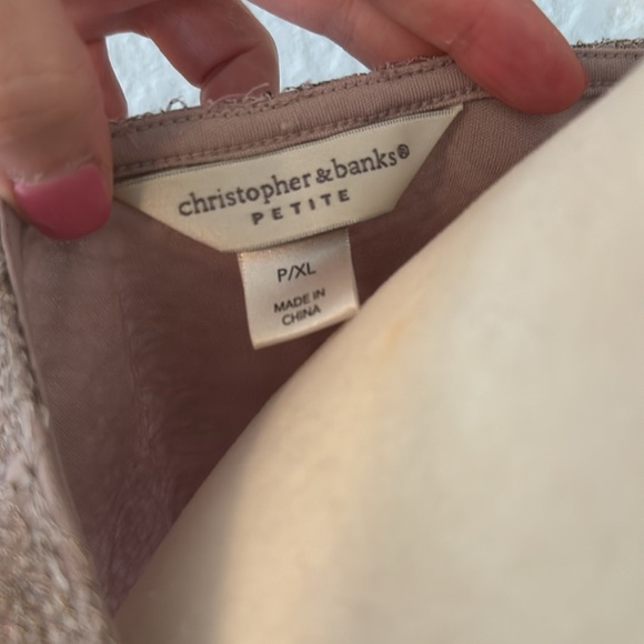 Christopher & Bank Sparkly, Lacy, Taupe Tank Top - Picture 5 of 8